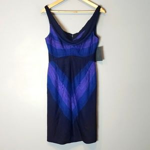 Zac Posen Sheath Dress New 8 Blue Indigo Purple Marine Ombre Party